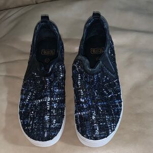 🦋 ASH Women's Blue and Black Tweed Slip-On Shoes